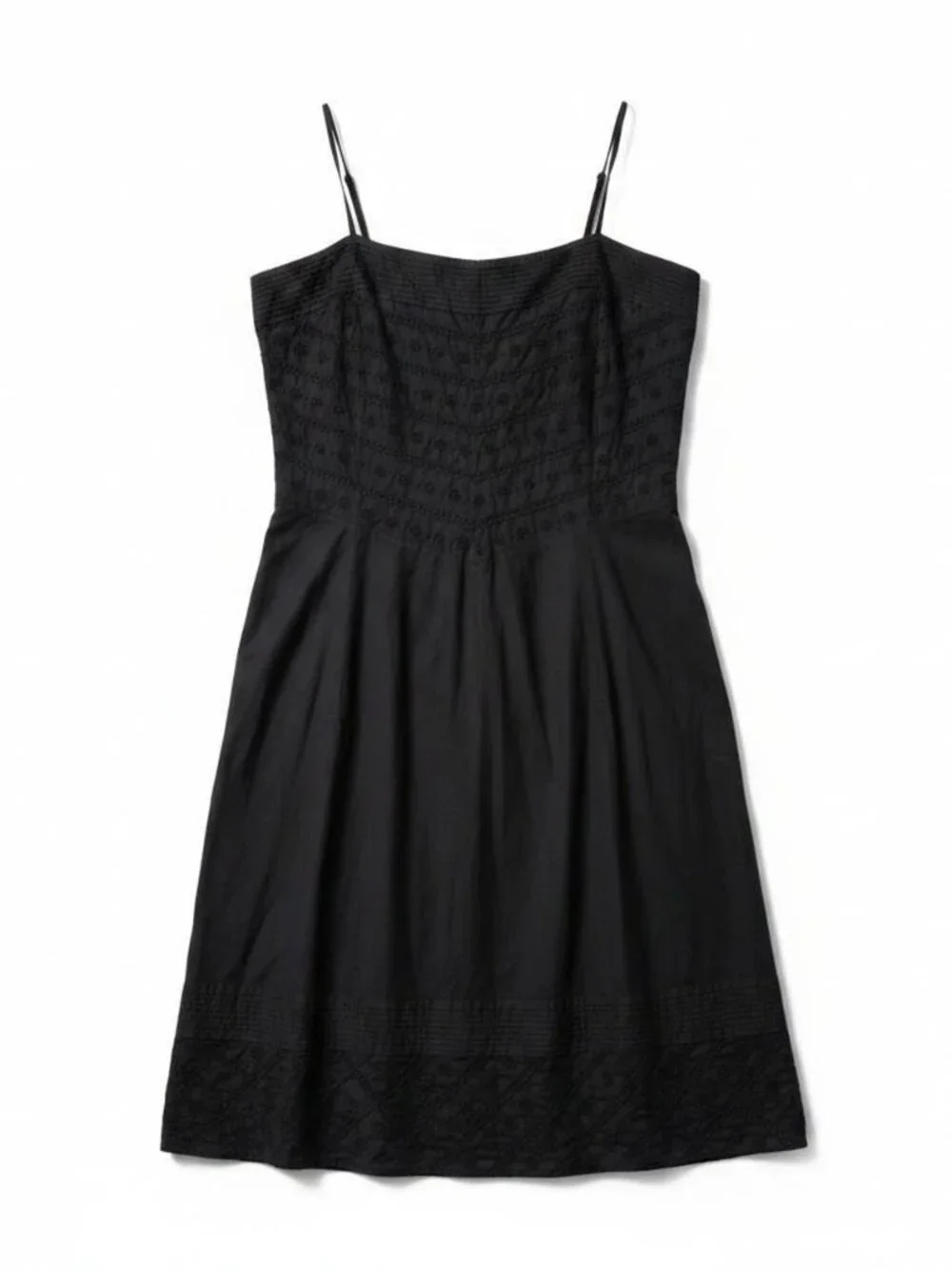 J.Crew Black Eyelet Cotton Spaghetti Strap Sun Dress Size 8